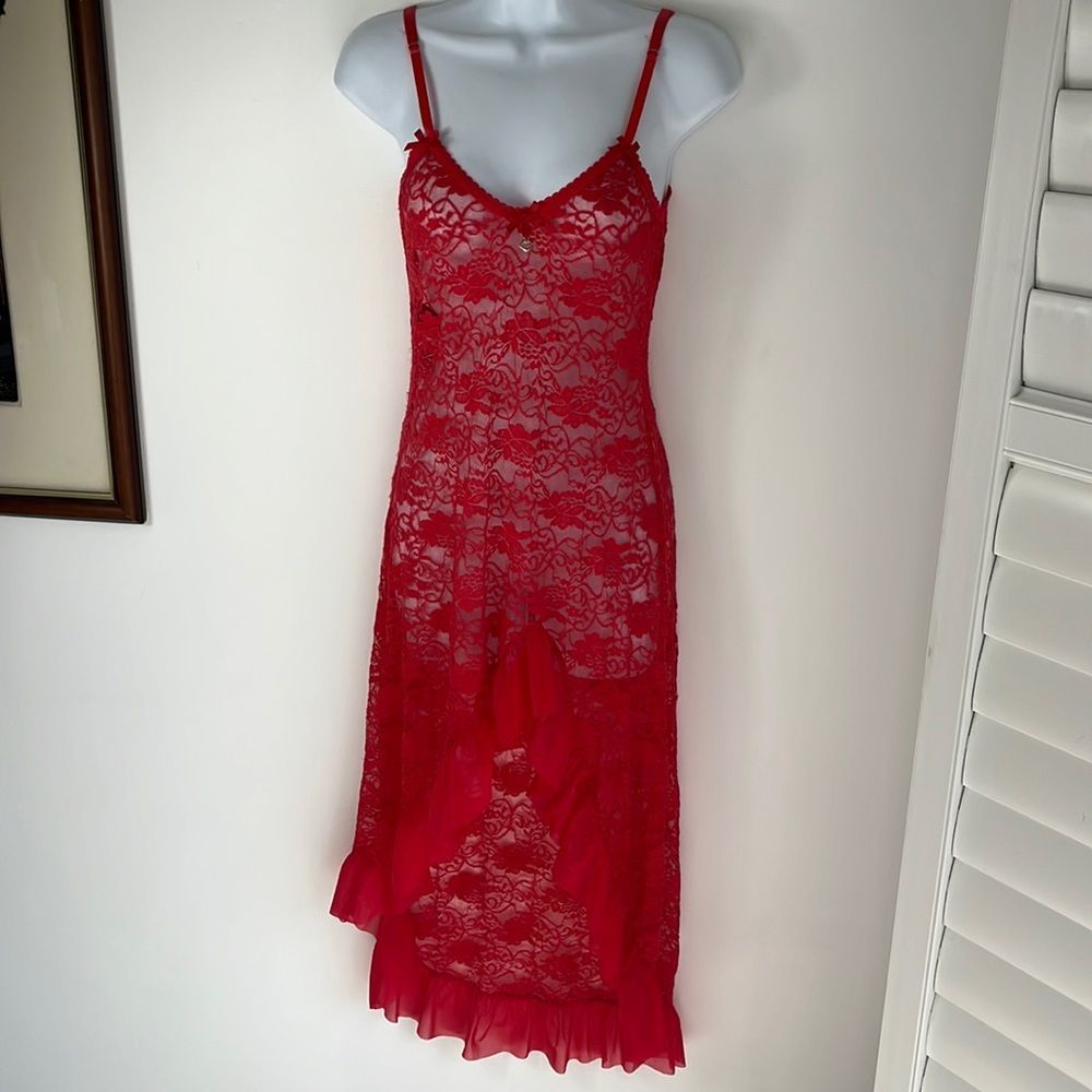 Vintage Lace Slip Dress with Ruffle Hem